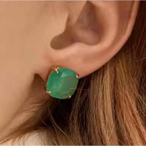 Kate Spade New York ♠️ emerald green gemstone square studs - Picture 3 of 3